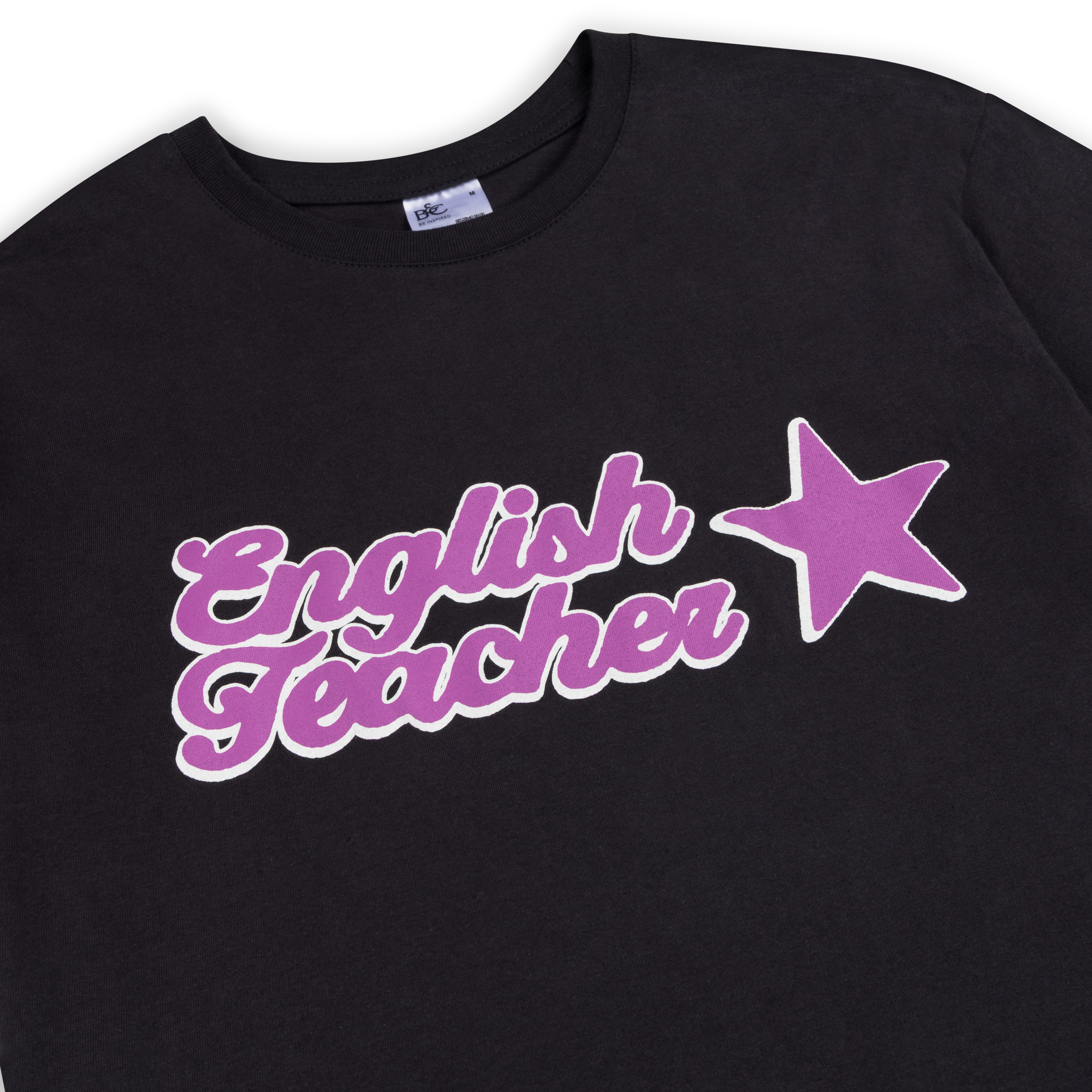 English Teacher - Pink Logo Black T-Shirt