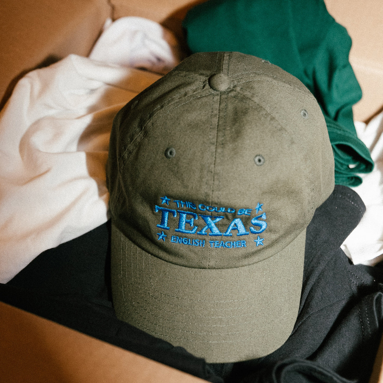 English Teacher - This Could Be Texas Green Embroidered Cap